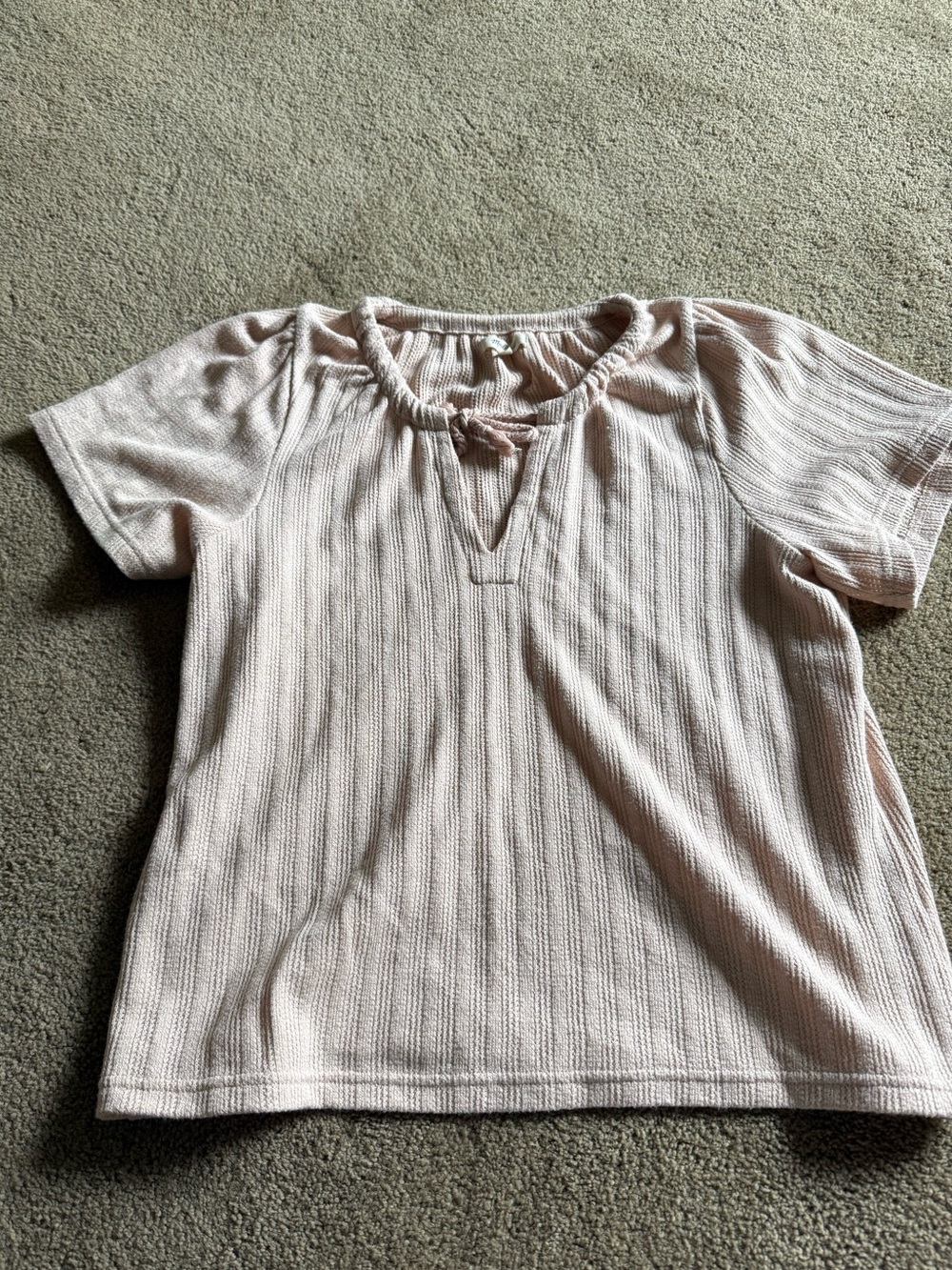 Madewell 100% cotton Light Blush Ribbed Short Sleeve Top